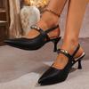 Fashion Women's Metal Decoration Stiletto Heel Shoes Elegant Pointed Toe Party Dress Pumps Woman Summer Fashion Slingback Heels Sandals