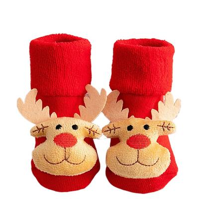 Cute Warm Tree Thicken Bell Deer Santa Claus Floor Socks Baby Christmas Socks Infant Short Socks Kids Cotton Socks