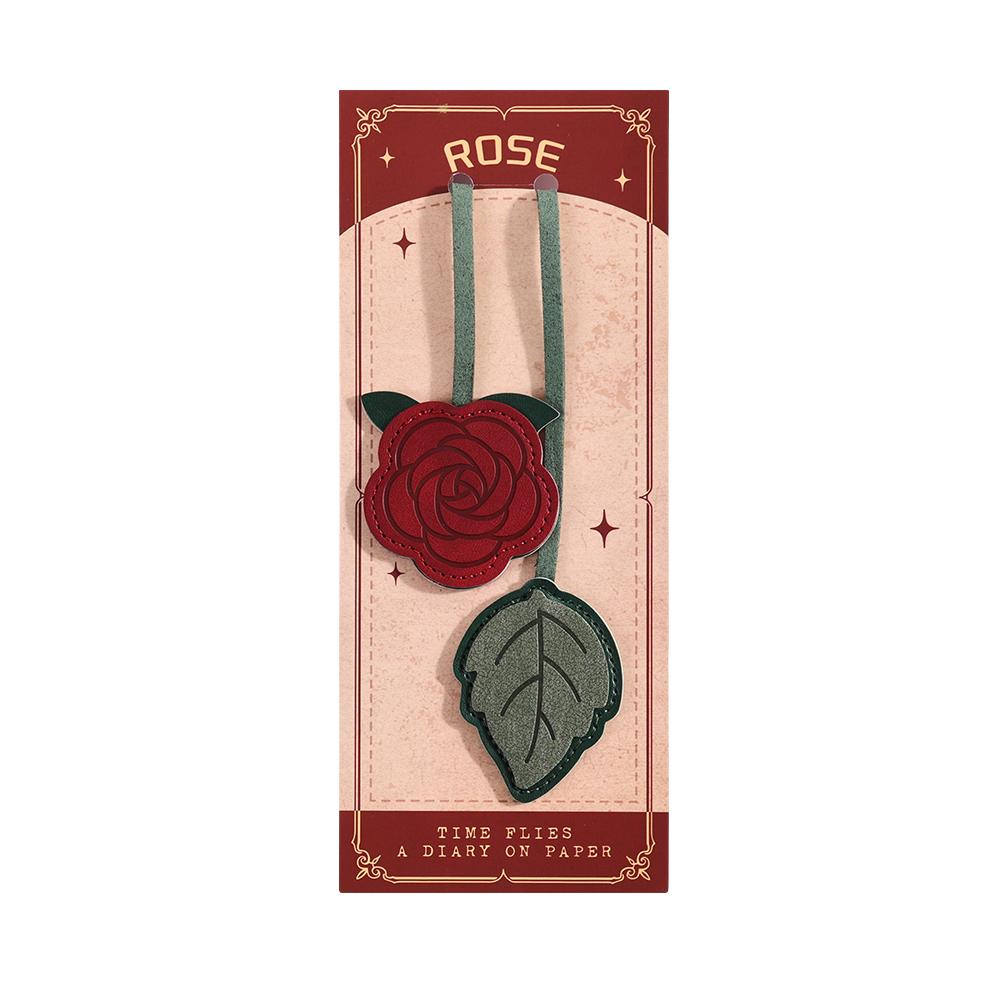 1 Piece Multi Functional Faux Leather Bookmark with Floral Patterns Page Number Marking Student Stationery Bookmarks