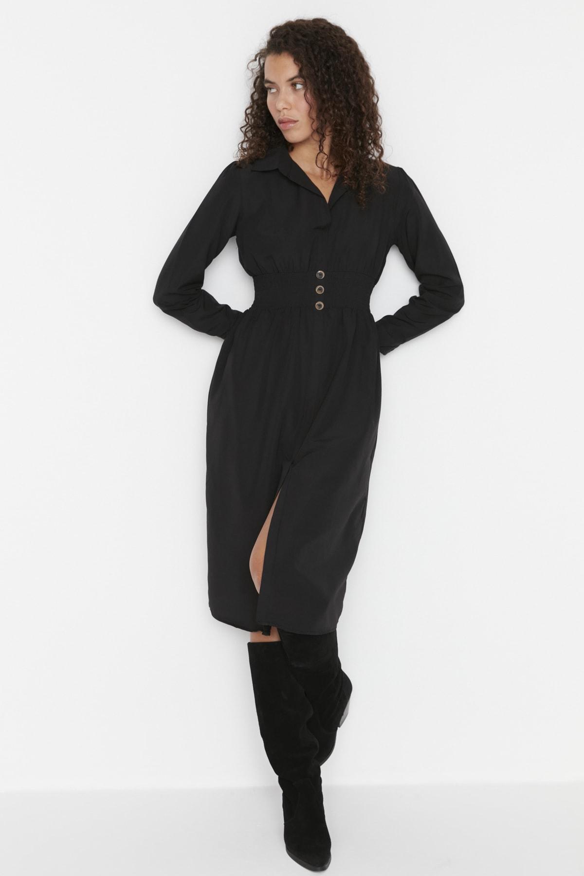 

Черное тканое платье с детализацией Gipe TWOAW23EL00215..