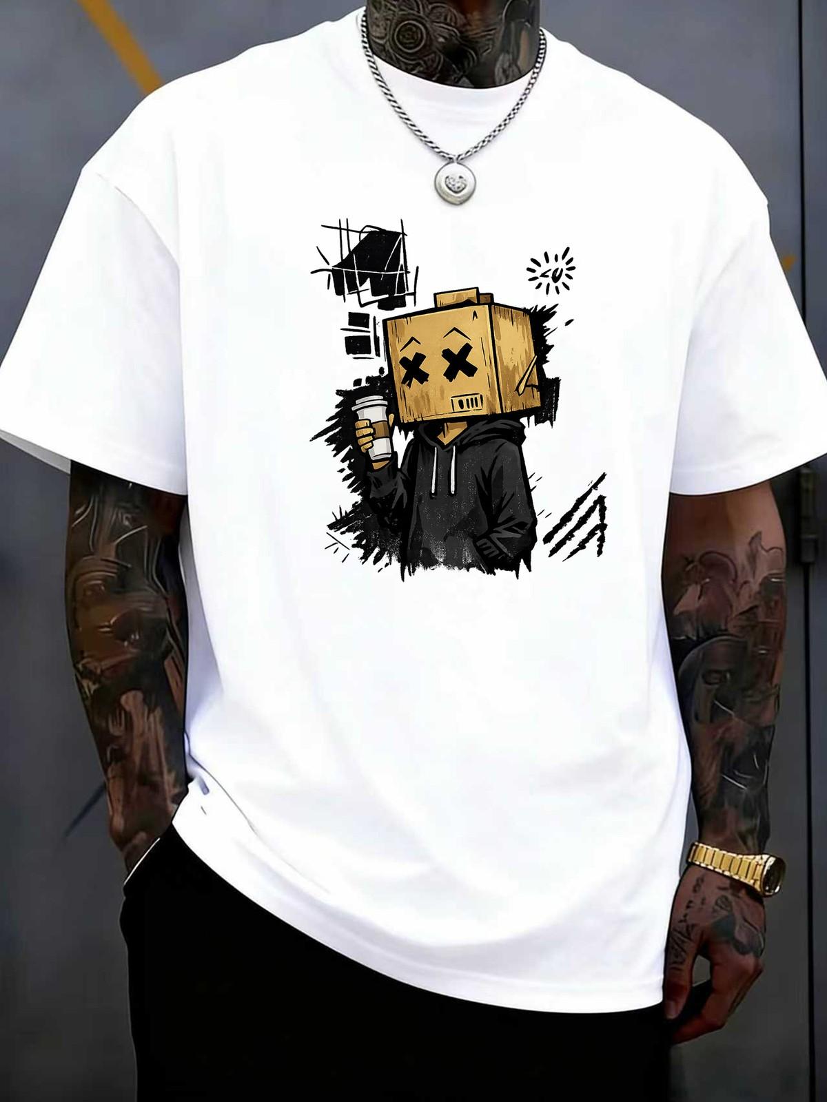

Trendy Fashion Graffiti Casual Street Short-Sleeve T-Shirt- Soft, Medium-Stret 5XL різнокольоровий