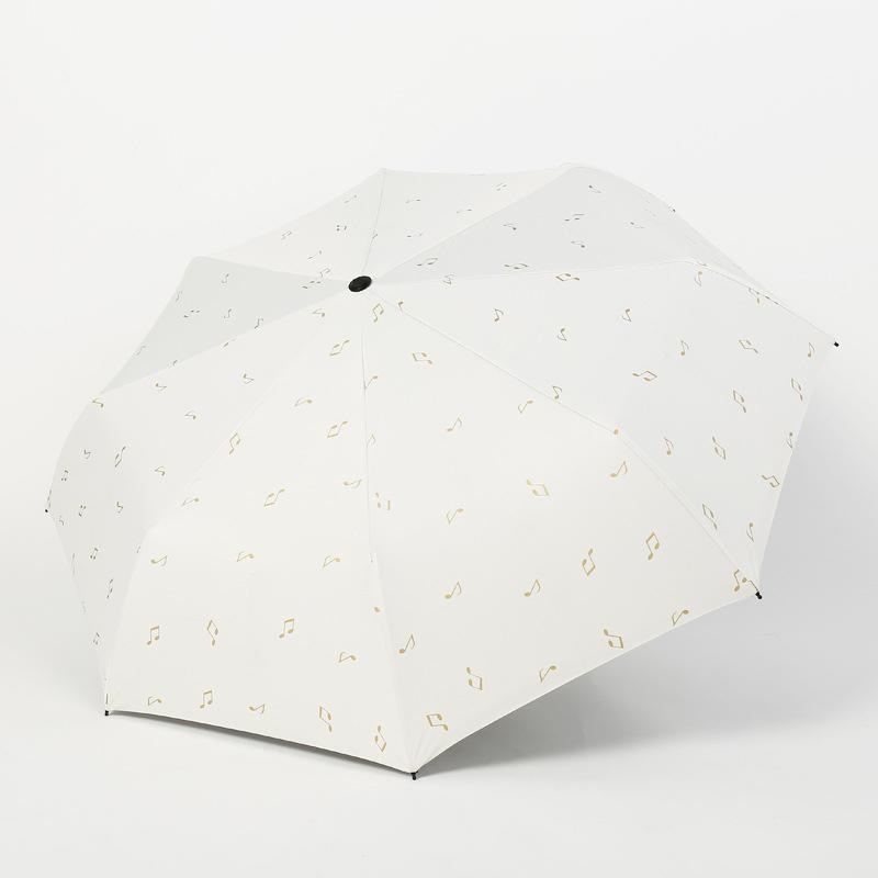 Creative Musical Note Umbrella Tri-fold Wind Resistant Manual Black Glue Sun Umbrella Anti-UV Customized Advertising Umbrella