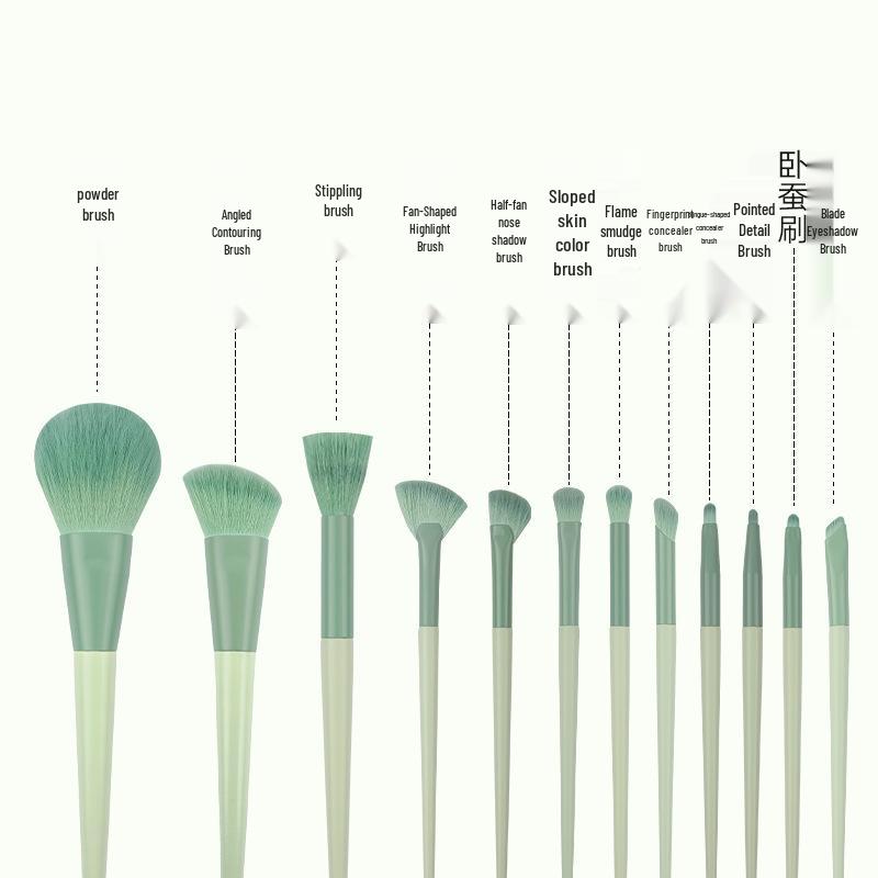 Cai Shi Lan 10/12-Piece 3.0 Three-Color Makeup Brush Set - Soft Bristles for Blush, Powder, and Contour.