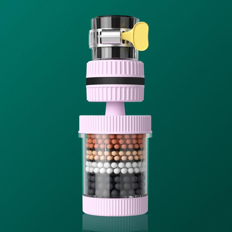 

6 Layers Tap Purifier Universal Faucet Tap Filter Splashproof 360 Degree Rotation Water Saving Bubbler For Home Kitchen Bathroom рожевий