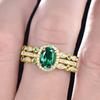 Huitan Luxury Bright Green Zirconia Ring Female 3Pcs Set Finger Accessories for Anniversary Party Gorgeous Zircon for Party