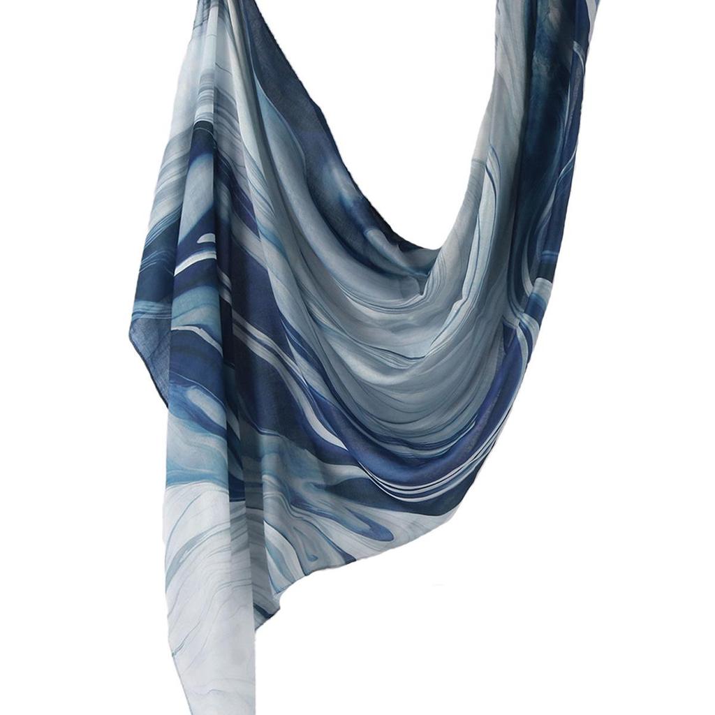 "Ethnic Watercolor Modal Cotton Shawl Satin Print Scarf for Women"