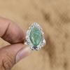 Natural Tibetan Turquoise Gemstone 925 Silver Promise Adjustable Ring For Women