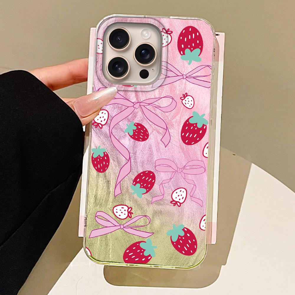 

Summer Blue Cherry Fruit Bowknot Girl Phone Case for iphone 16 15 14 7 8 Plus 13 11 12 Pro Max X XS XR SE 2022 2020 16e Cover iphone 12 білий