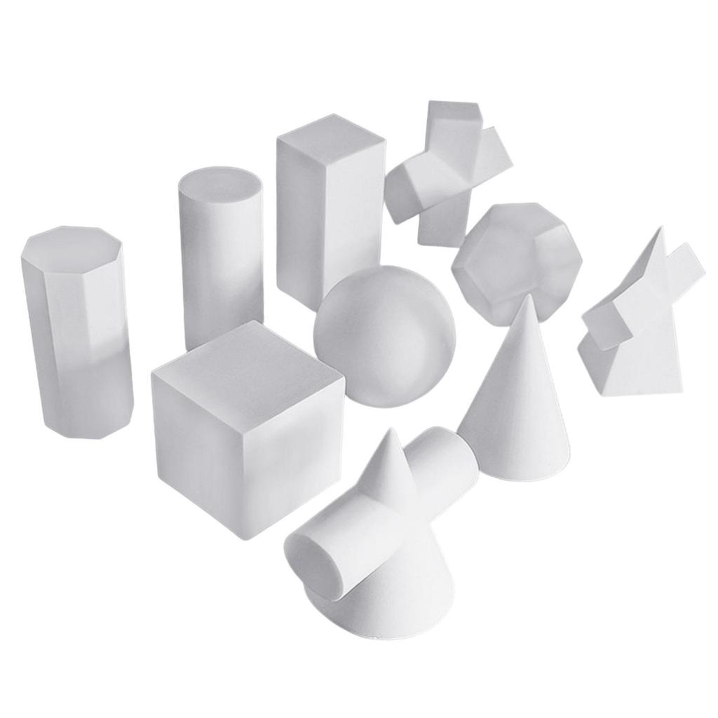 10 Pieces Mini Resin 3D Geometry Sketch Sculpture Figurines, for Ornaments Basic Learning Tools