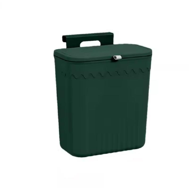 1 PCS Hanging Trash Can Space-Saving Kitchen Garbage Container With Lid Wall Mounted Waste Basket Bin for Bathroom and Kitchen 9L зелёный 3170₽