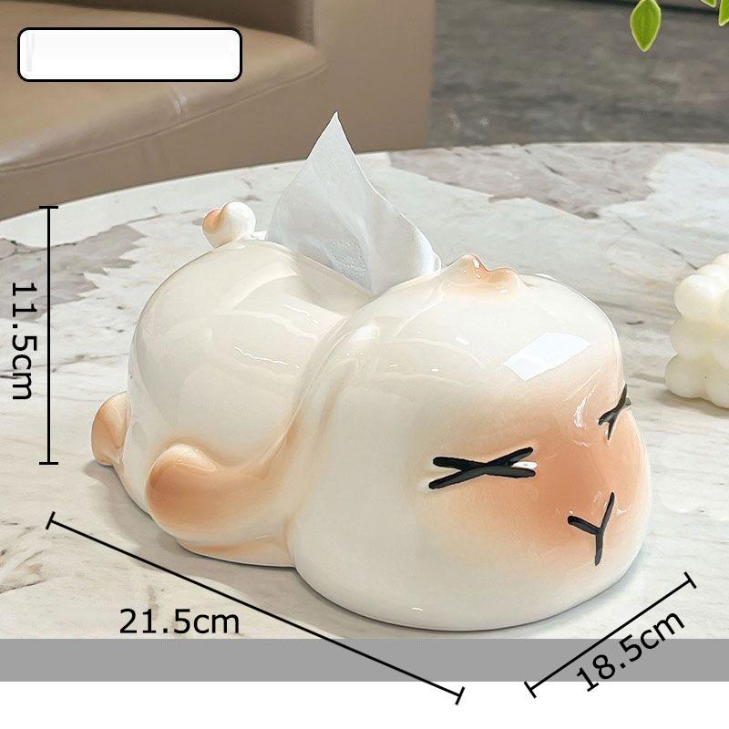 Lovely Cartoon Ginger Cat Ceramic Tissue Box Coffee Table Desk Decoration Creative Tissue Box Bedside Table Paper Towel Case