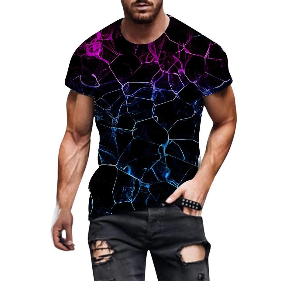 Creative 3D Printed T-shirt for European and American Spring/Summer Men's T-shirt Casual Round Neck Short Sleeved Top