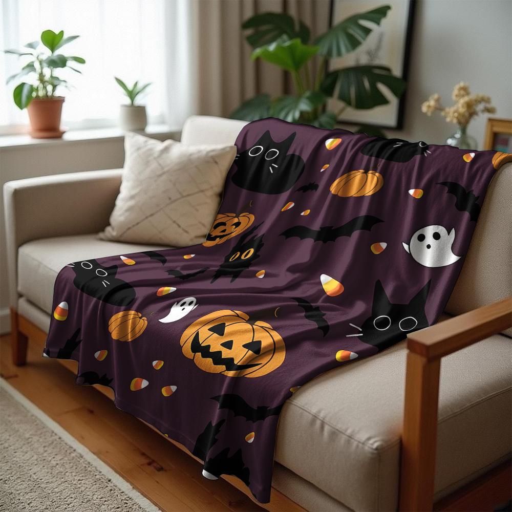 Spooky Carriage Full Moon Soft Flannel Blanket Breathable Warm Throw for Office Car Sofa Kids Room Birthday Xmas Gift
