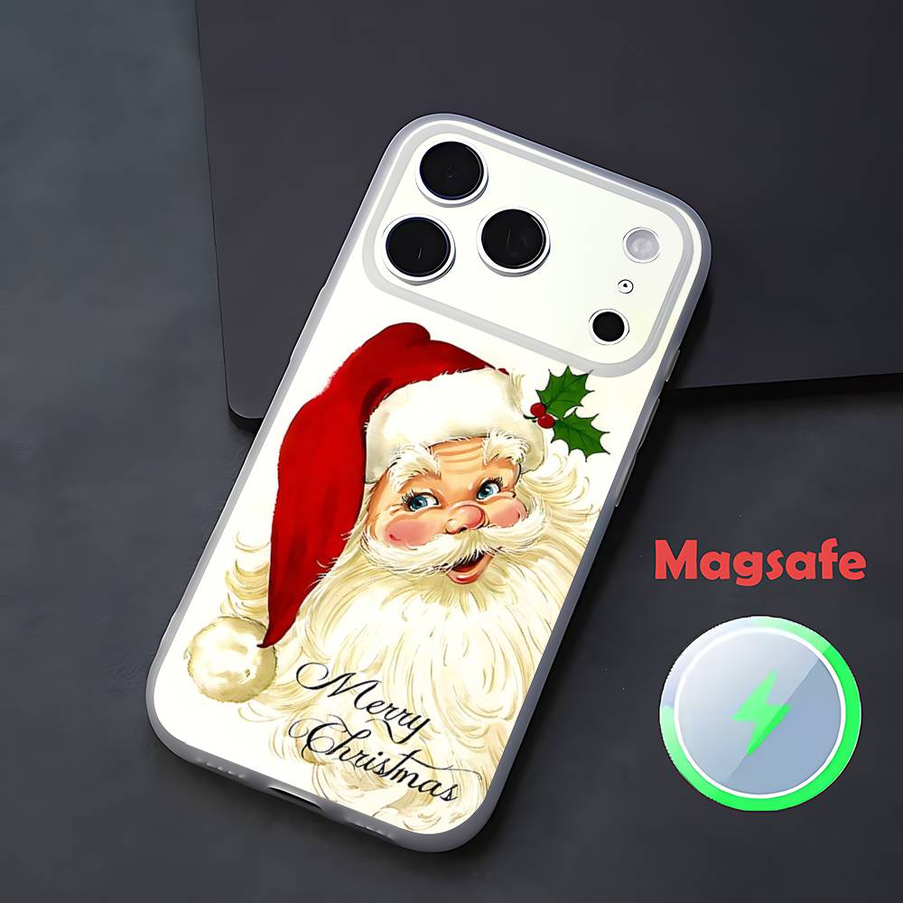 Christmas Santa Claus Phone Case For iPhone 17,16,15,14,13,12,11 Pro,Max,Plus,Mini,Air,E Magnetic Magsafe Frosted Transparent