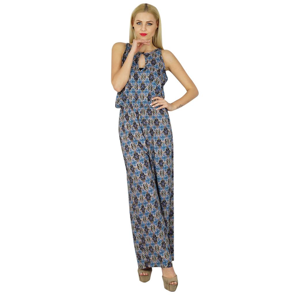 Bimba Women Rayon Printed Long Jumpsuit Holiday Casual Clothing