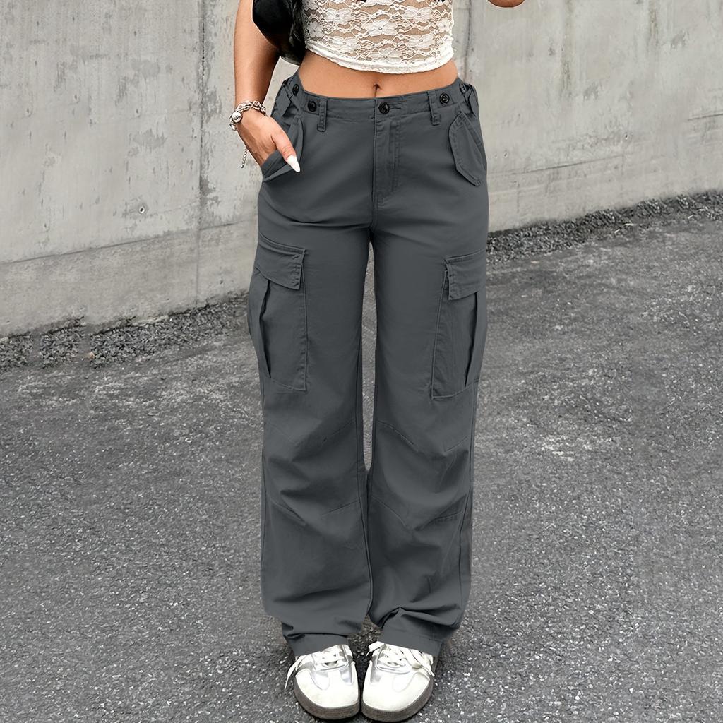 Women's Solid Color High Waist Slim Fit Loose Sports Casual Workwear Trousers