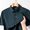 Men's Business Casual Short Sleeved Shirt with Badge Solid Color Polo Shirt Fashionable Breathable Comfortable Versatile Top