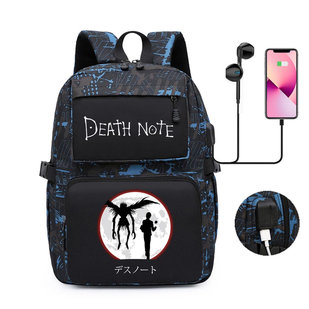 Riman Death Note Peripheral Backpack, Youth Student Schoolbag, Large-Capacity Outdoor Travel Backpack