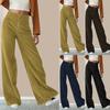 Women's High Waist Corduroy Pants Straight Leg Micro Stretch Pockets Casual Long Trousers For Autumn Winter