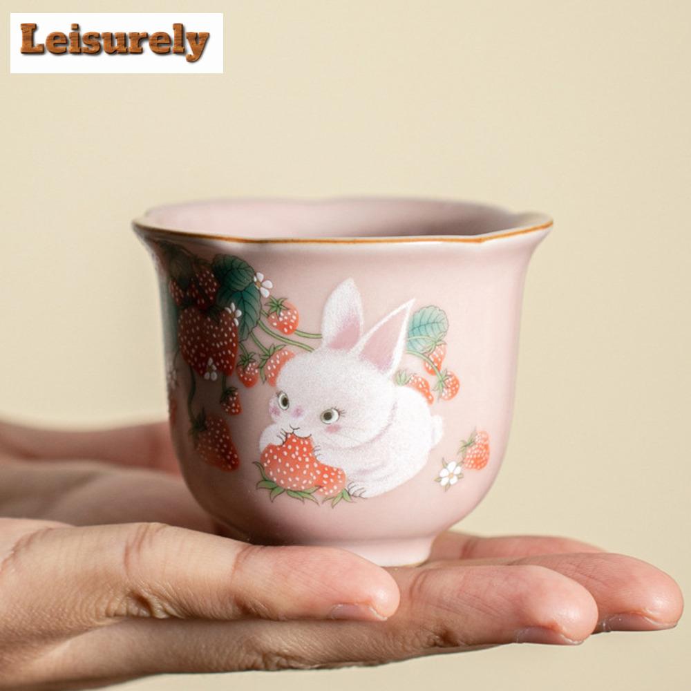 55ml Imitație Song Roz Ru Cuptor Porțelan Ceașcă de Ceai Lux Ușor Ceramică Ceașcă de Miros Deschidere pentru Cultivare Degustare Ceașcă Maestră