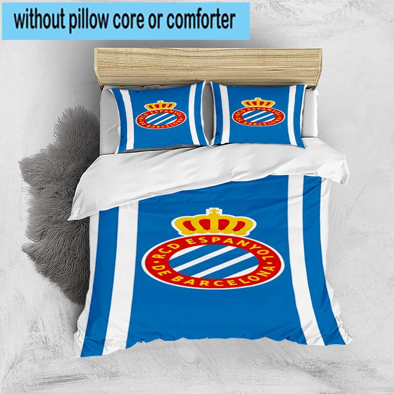 3PCS Football Espanyol Design Bedding Set,Including 1pc Duvet Cover And 2pcs Pillowcases Perfect for Bedroom, Dormitory, Fan Christmas gift