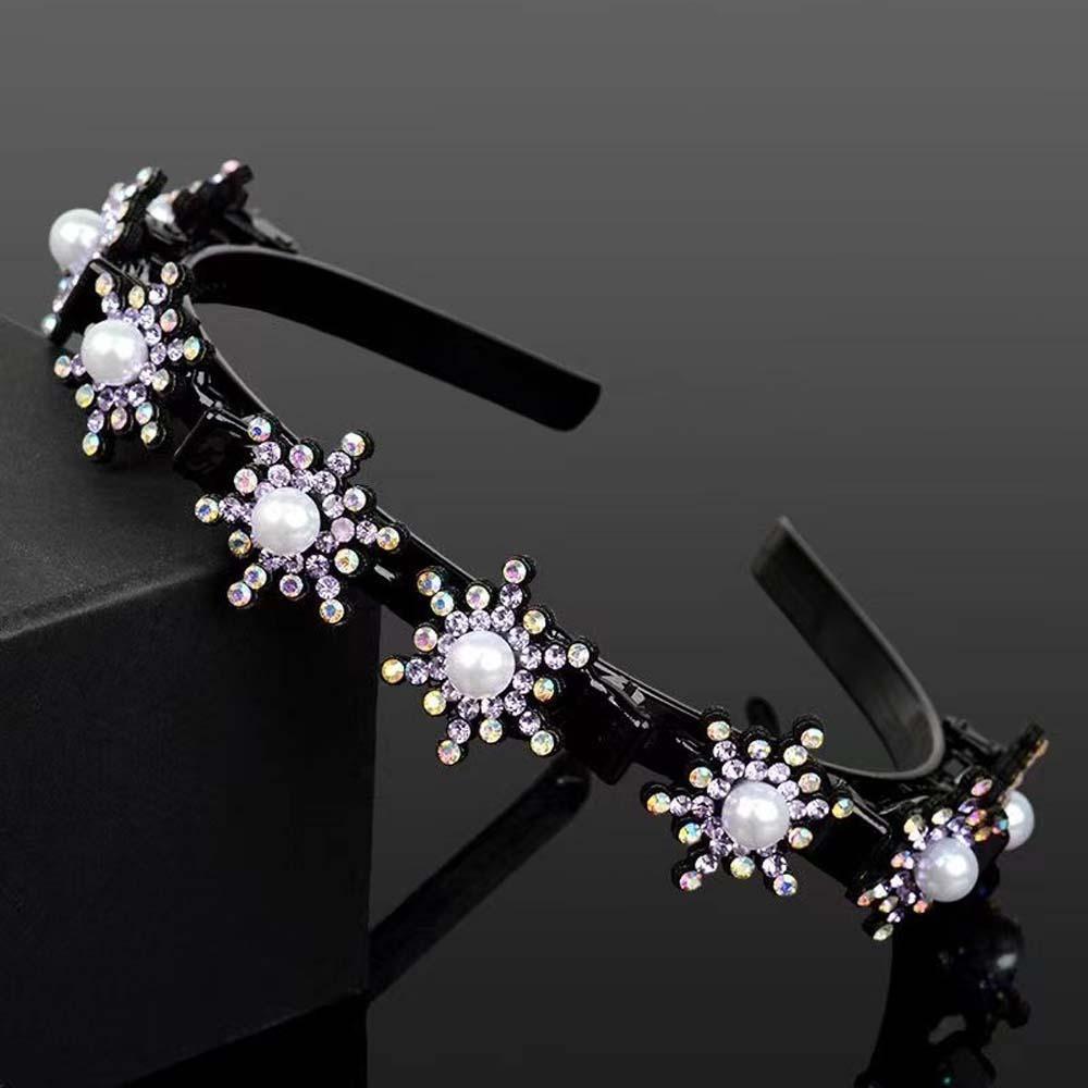 Sweet Women Pearl Hair Hoop Snowflake Star Hairband Fashion Hair Bands with Clips  Daily