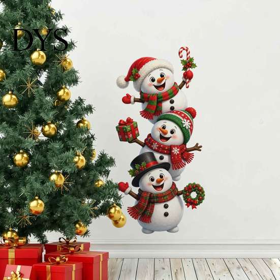 Festive Home Decoration 3D Christmas Wall Stickers, Self?Adhesive PVC Decals, Reindeer Santa Party Decorations Gingerbread Snowman Xmas Decor