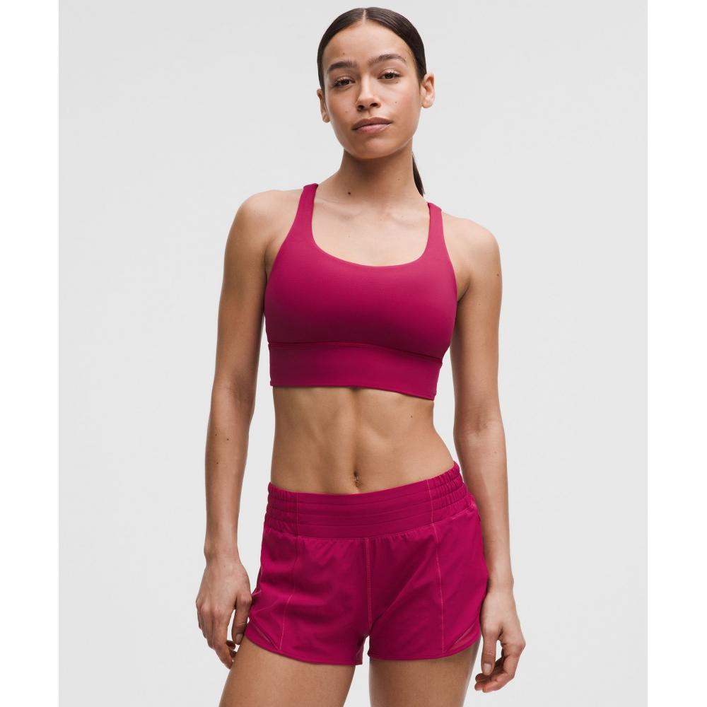 

Lululemon Energy Longline Bra MeDium Support B D Cups Magenta Smoke 2