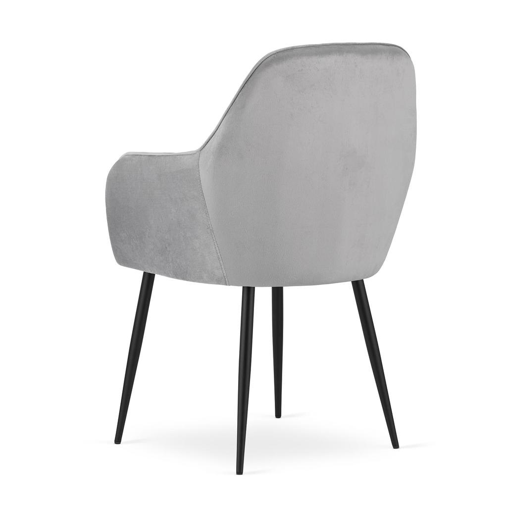 Lugo Chair - Silver-Gray Velvet / Black Legs X 2