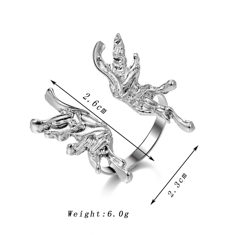 

Gothic Punk Butterfly Rings for Women Copper Color Liquid Metal Open Ring Girls Vintage Y2k Fashion Personality Finger Zircon