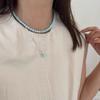 PANJBJ 925 Sterling Silver Mint Green Stone Necklace for Women Geometry Block Sweet Design Special Jewelry Gift Dropshipping