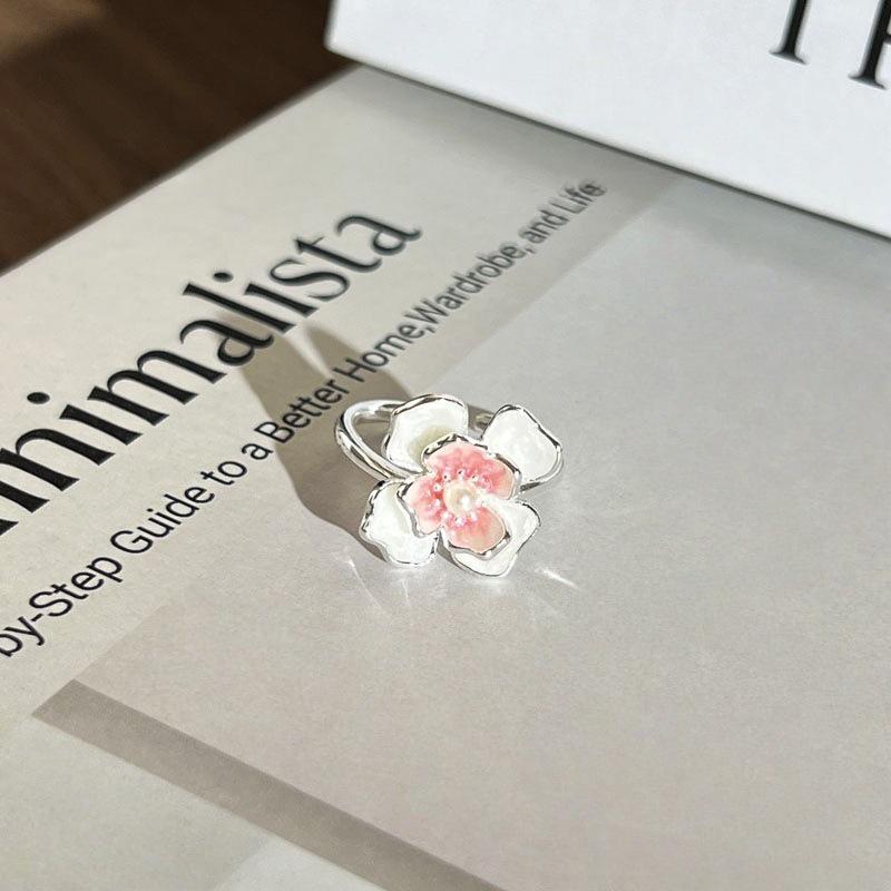 Elegant Watercolor Gradient Enamel Flower Ring for Women – Fashionable, Artistic Style, Index Finger Accessory, Light Luxury & Versatile Design.