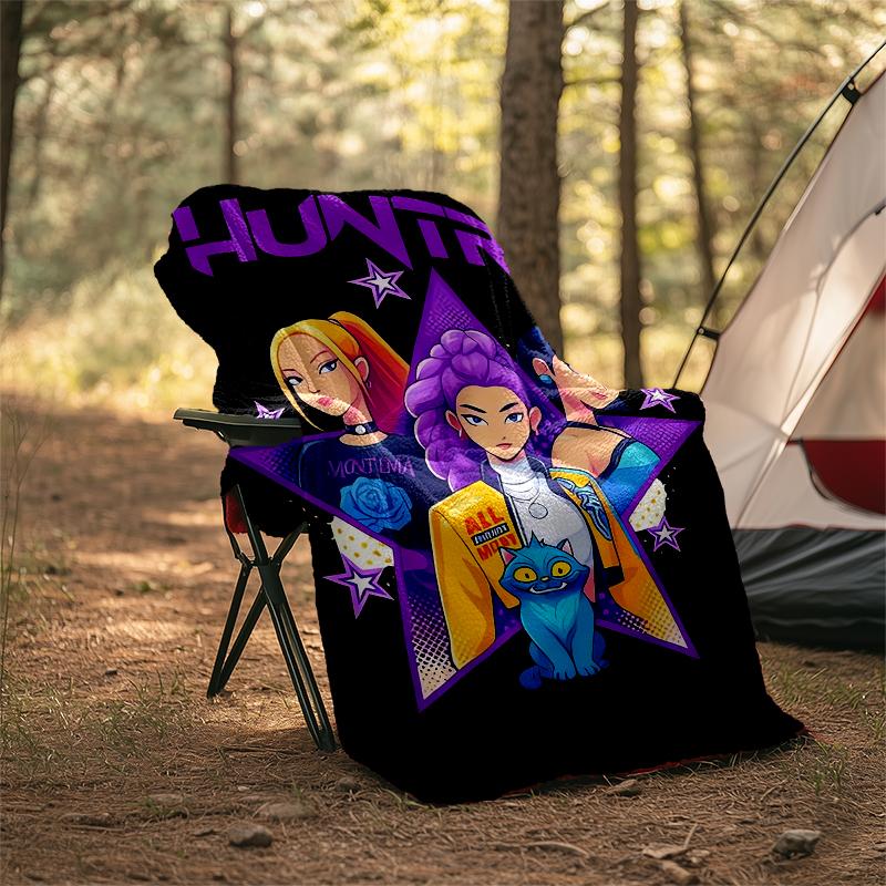 Coperta stampata a tema Cacciatori di Demoni KPop - Perfetta per divano, letto, viaggi e uso all'aperto | Lavabile in lavatrice, accogliente e resistente.