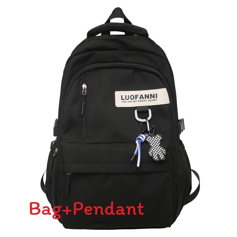 Letter Lightweight Nylon Student Backpack With Zipper Closure For High School And College Daily Use