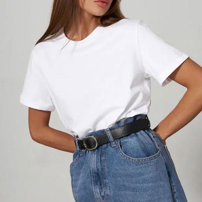Zomer Katoen Dames T-shirt Basis Onderkleding Modieus Effen Dames Korte Mouw Losse Tops Shirts Tops
