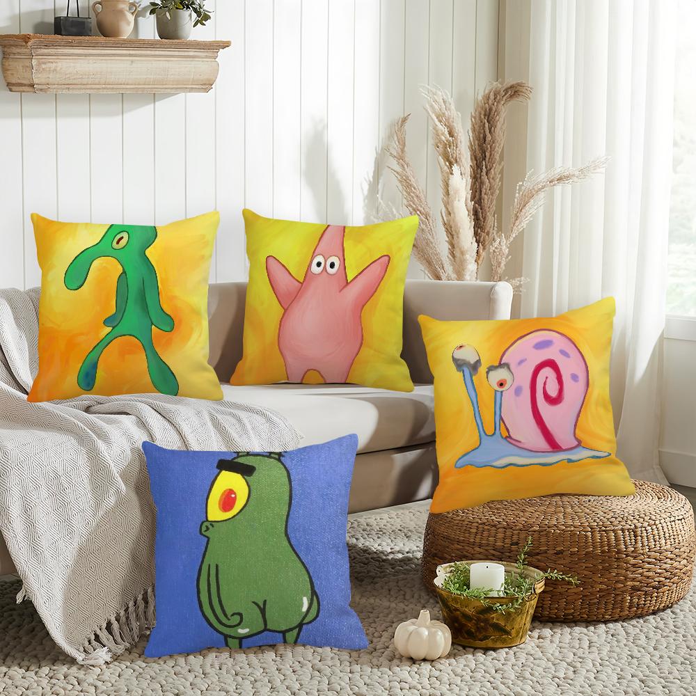 Art Monster Squid S-SquarePants Octopus Brother Pillow Case Home Cushion Cover Suitable For Office Sofa Car Suitable For All