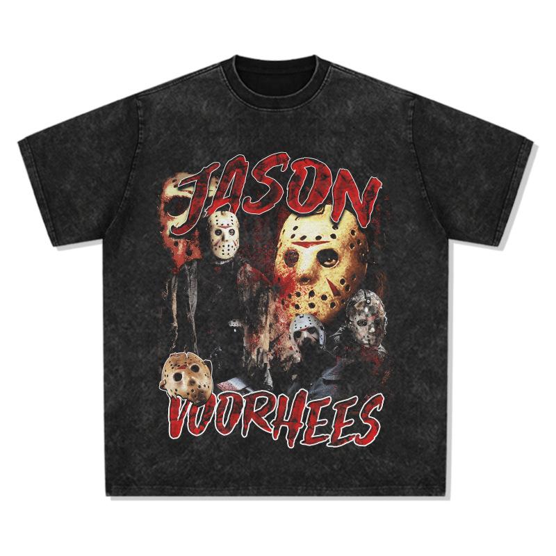 Ja Cotton Esso Washed Trendy Retro Small Voon T-Shirt Vintagerhe Heavy Print Short Sleeve Neckline S