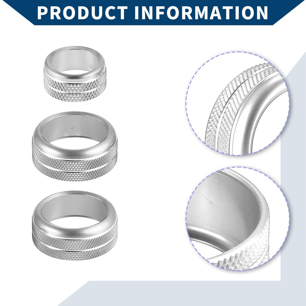 Hihaha 3pcs AC Air Conditioner Radio Volume Control Switch Knob Cover Ring Interior Trim