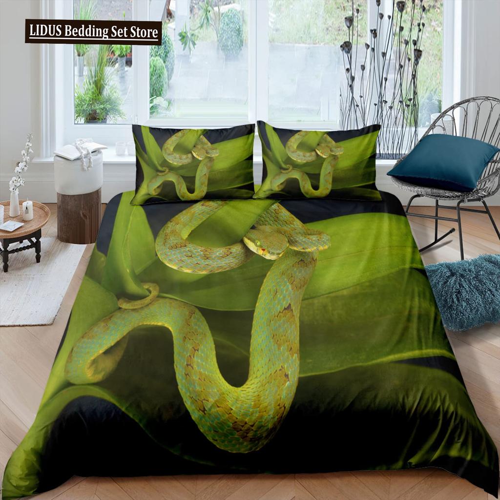 Kwiat Węża Trawa Księżyc Poliestrowy Komplet Poszewek na Kołdrę Dla Dzieci Chłopców Dziewczynek Motyl Zwierzęcy Pokrowce na Kołdrę z Poszewkami Rozmiar Twin
