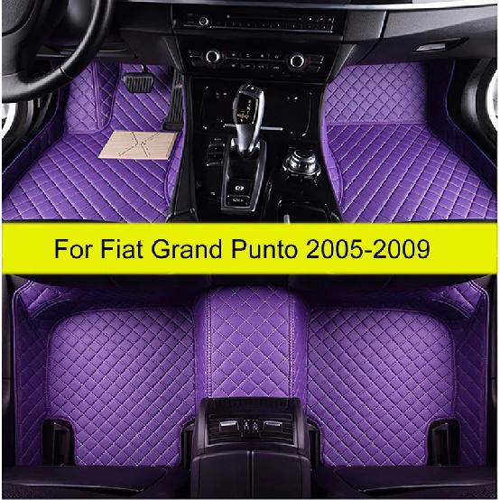 Car Floor Mats For Fiat Grand Punto 2005-2009 Automible Interior Accessories 100% Fit Leather Carpets Rugs Waterproof Foot Pads