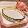 A Niche High-end Copper Micro Inlaid Zircon Bracelet for Female Couples, with a Plain Circle and Shiny Bracelet