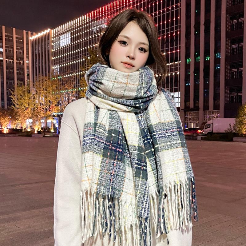 Hochwertiger Schal im koreanischen Stil mit Karomuster: Warmer, verdickter Kaschmir-ähnlicher Schal für Studenten und Paare