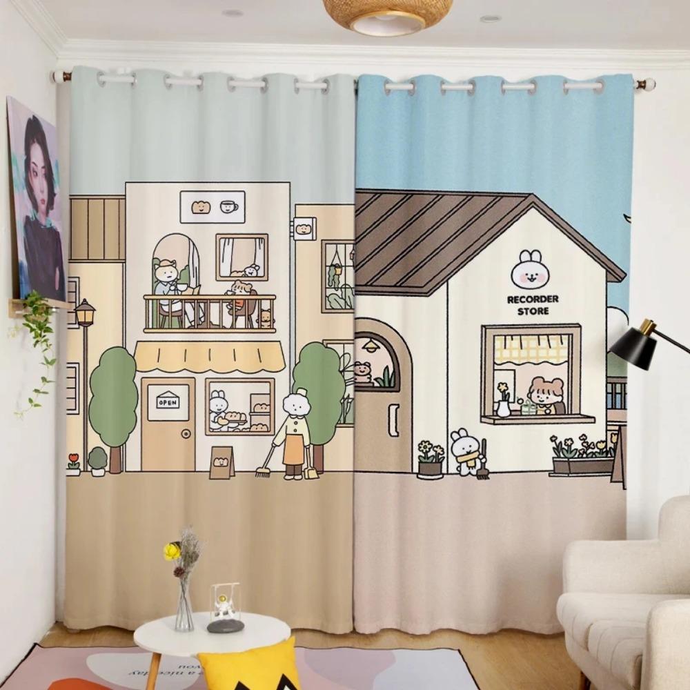 Cartoon Japanische Verdunkelungsvorhänge Kinderzimmer Niedliches Schlafzimmer Dicke Verdunkelungsgardine Verschiedene Stile und Muster Vorhänge