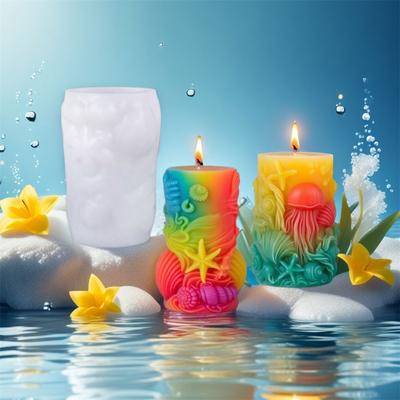 Sea Creature Theme Silicone Candle Mold for Epoxy Resin Making Candle Soap Chocolate Embossed Cylinder Silicone Molds