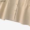 ZANZEA Women Casual Round Neck Loose Short Sleeve Stripe Blouse