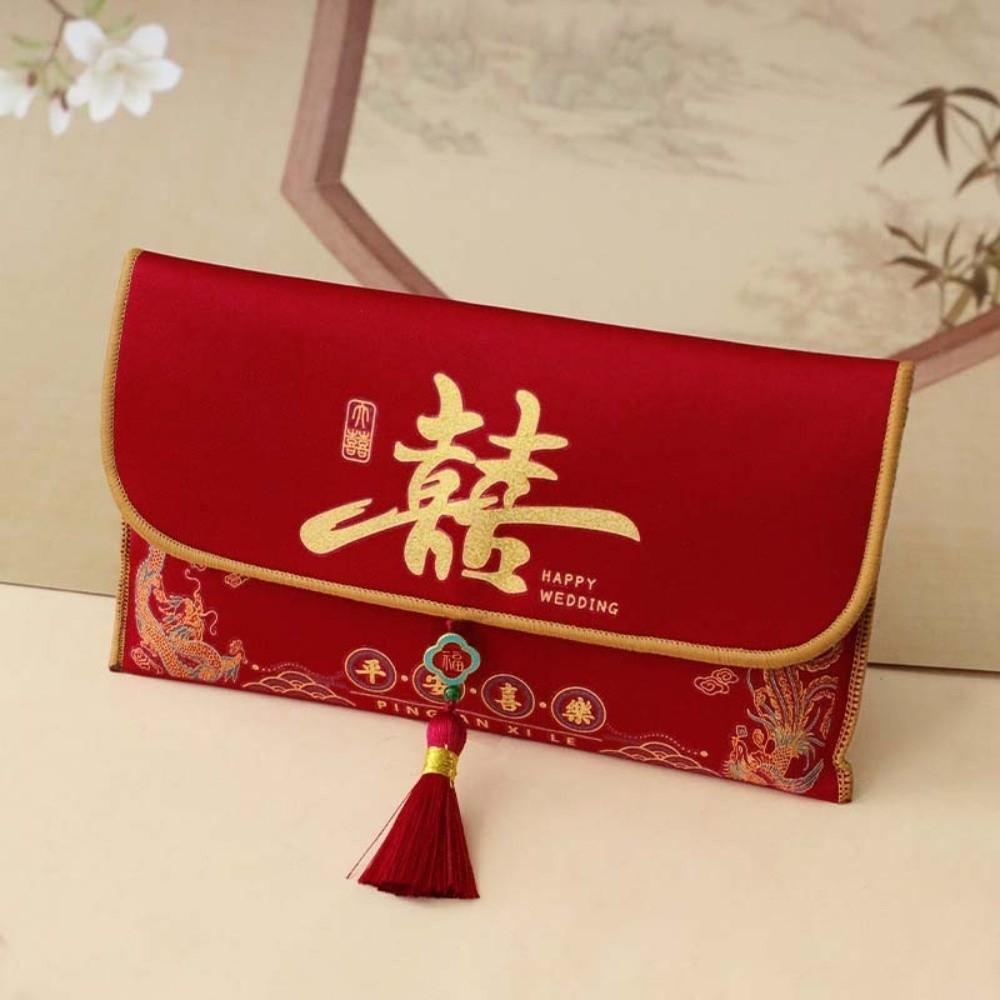 New Year Blessing Words Brocade Red Envelope Year of Horse New Year Money Bag Birthday