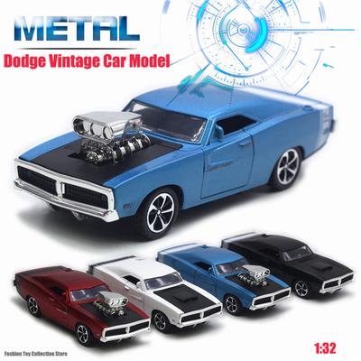 1/32 Dodge Challenger Vintage Classic Alloy Car Model Diecasts Toy with Sound and Light Vehicles Decoration Toys for Kids Gift