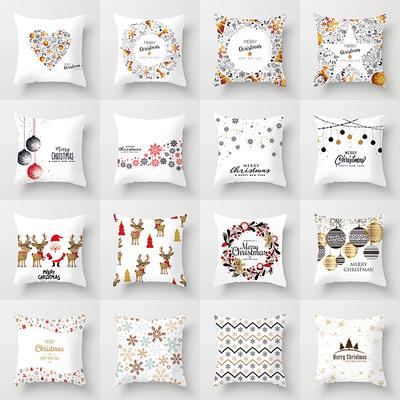 Home Christmas Peach Skin Pillow Cover Christmas Sofa Pillow Cover Home Cushion Cover