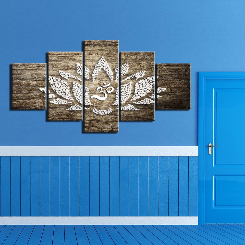 Islamic Wall Art 5 Panels Pictures Lotus Religion Canvas Painting Posters and Prints For Living Room Home Decor F2657 No Frame