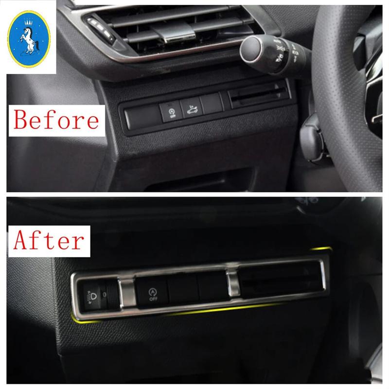 Head Lights Lamps Switch Control Button Panel Cover Trim For Peugeot 3008 5008 GT 2017 -  Carbon Fiber Interior Accessories
